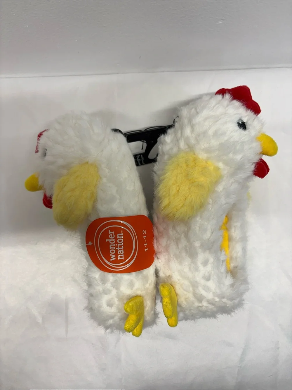 Plush Chick Kids Slippers - White & Yellow winter slippers for kids size 11-12